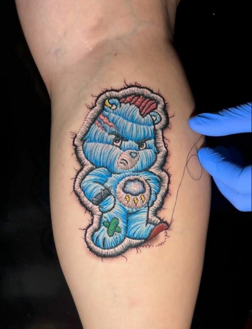 Tattoo Artist Creates Realistic-Looking Embroidery Tattoos, And Here Are His 15 Best Works