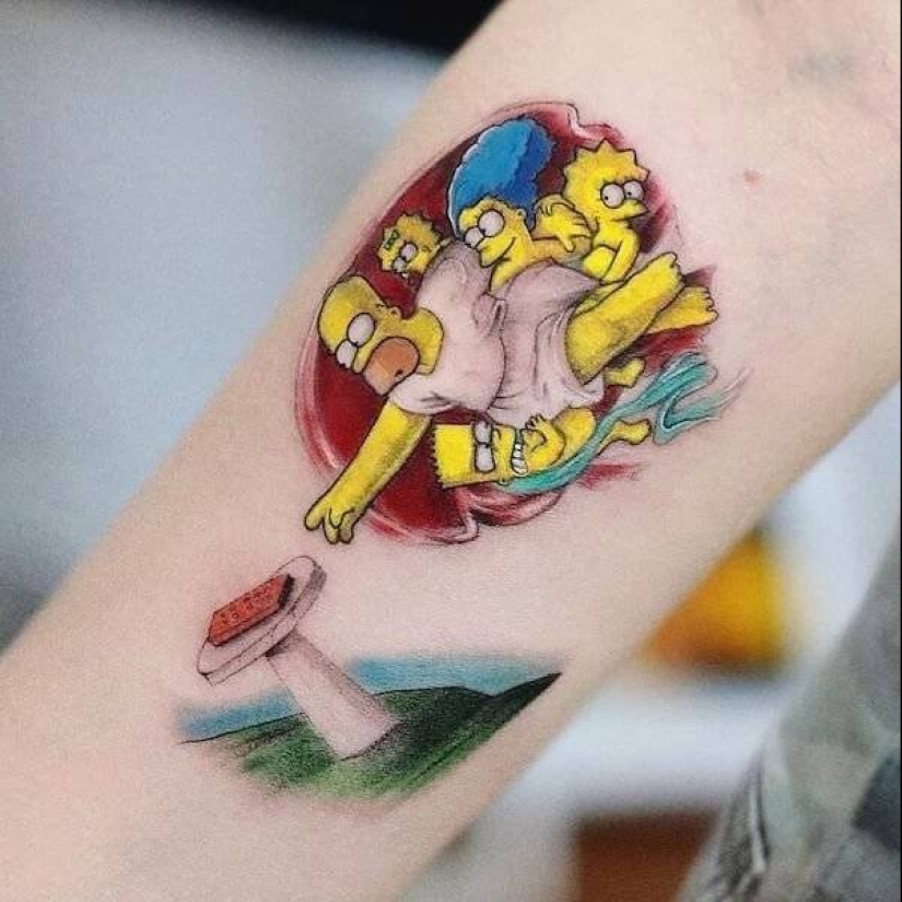 Tattoos of Hakan Adik, combining famous paintings and pop culture characters