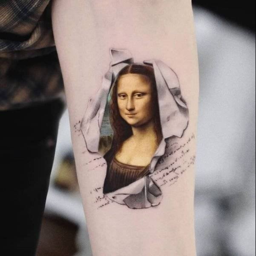 Tattoos of Hakan Adik, combining famous paintings and pop culture characters