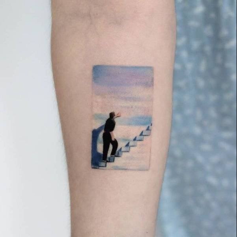 Tattoos of Hakan Adik, combining famous paintings and pop culture characters