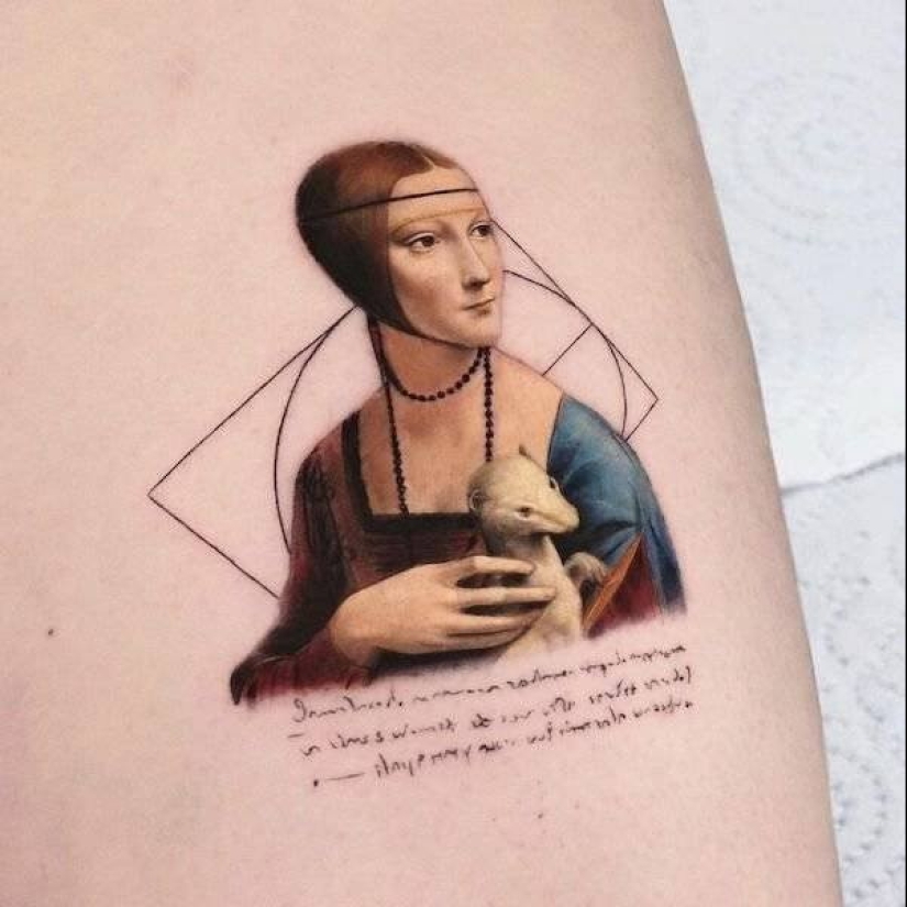 Tattoos of Hakan Adik, combining famous paintings and pop culture characters