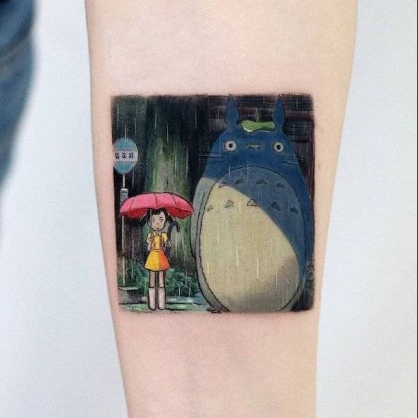 Tattoos of Hakan Adik, combining famous paintings and pop culture characters