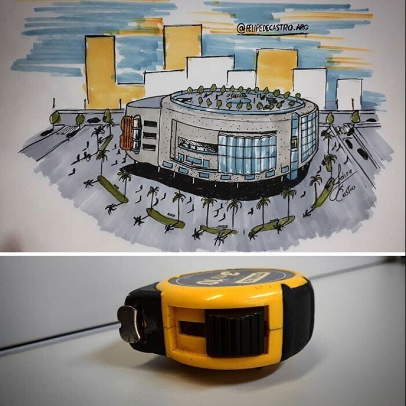 The architect from Brazil draws surreal buildings inspired by familiar objects The architect from Brazil draws surreal buildings inspired by familiar objects