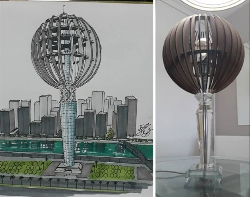 The architect from Brazil draws surreal buildings inspired by familiar objects The architect from Brazil draws surreal buildings inspired by familiar objects
