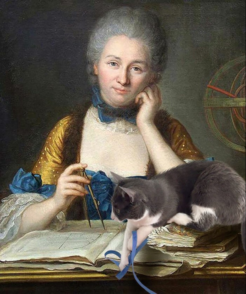 The artist made the paintings of the old masters even better by adding cats there The artist made the paintings of the old masters even better by adding cats there