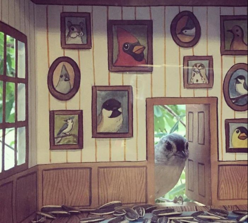 The artist makes cute houses for birds The artist makes cute houses for birds