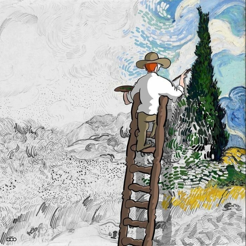 The artist painted how he sees the life of Van Gogh