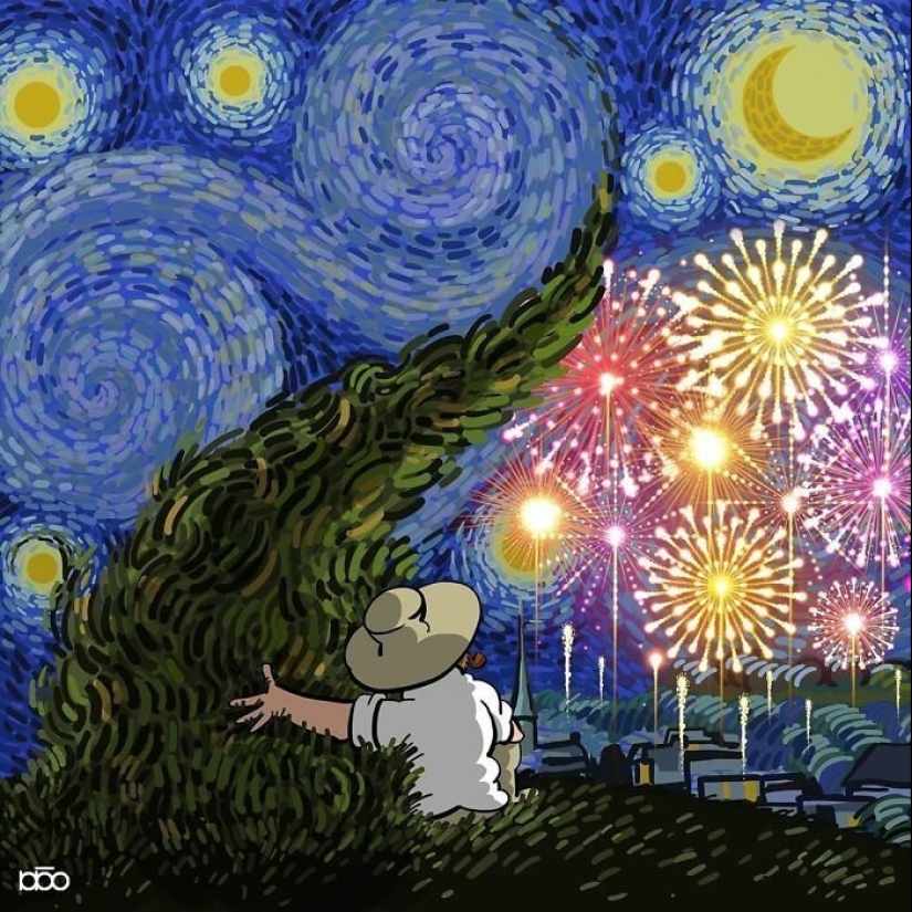 The artist painted how he sees the life of Van Gogh