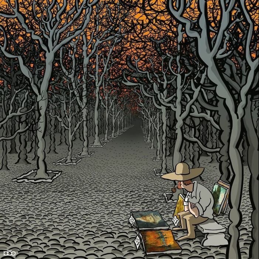 The artist painted how he sees the life of Van Gogh