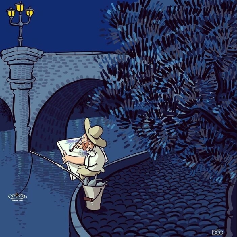 The artist painted how he sees the life of Van Gogh