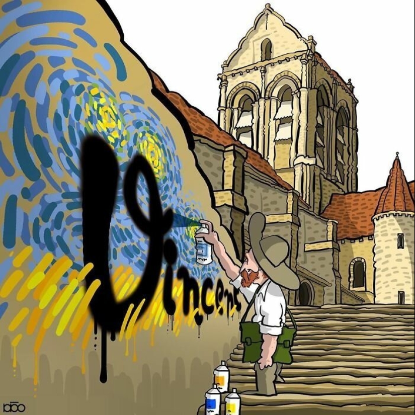 The artist painted how he sees the life of Van Gogh