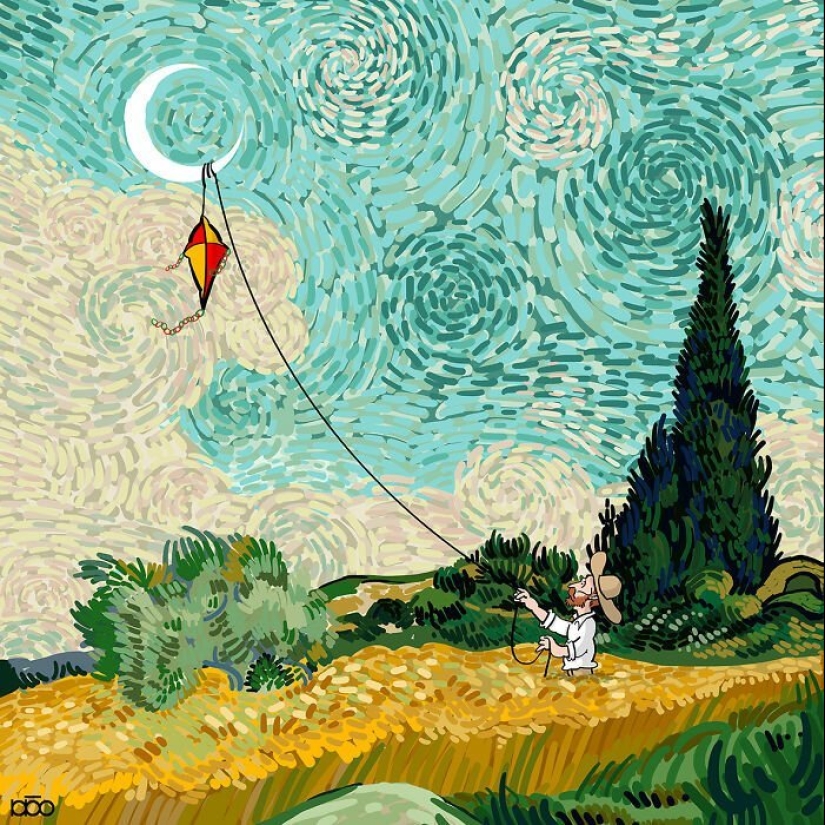 The artist painted how he sees the life of Van Gogh