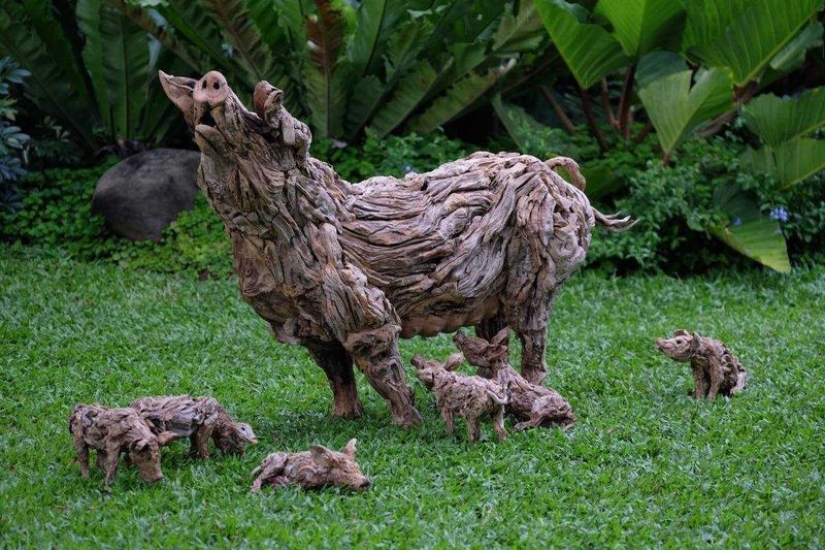 The artist turned driftwood into beautiful sculptures of moving animals The artist turned driftwood into beautiful sculptures of moving animals