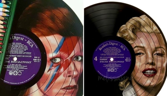 The artist turns old vinyl records into works of art