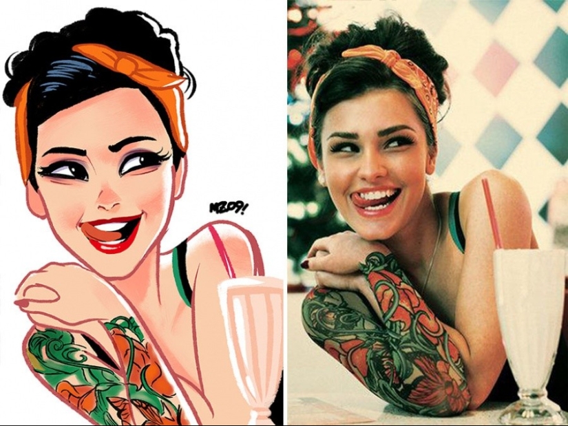 The artist turns photos of random people into amazing illustrations