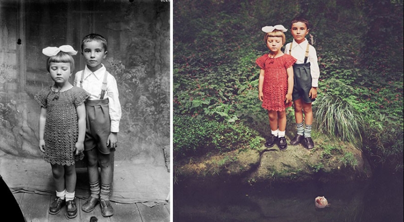 The artist turns vintage photographs into mind-blowing illustrations