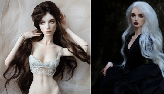The craftswoman creates dolls with magical realism