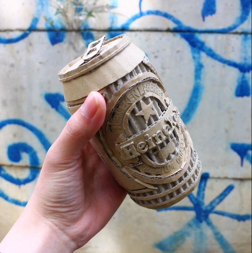 The Japanese woman never throws away cardboard boxes: she finds a better use for them