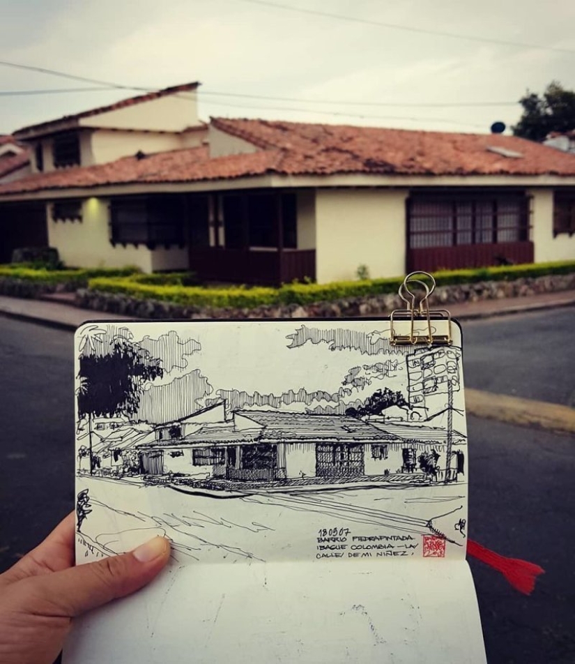 The reality is transferred to the paper: the incredible sketches of the architect from Colombia