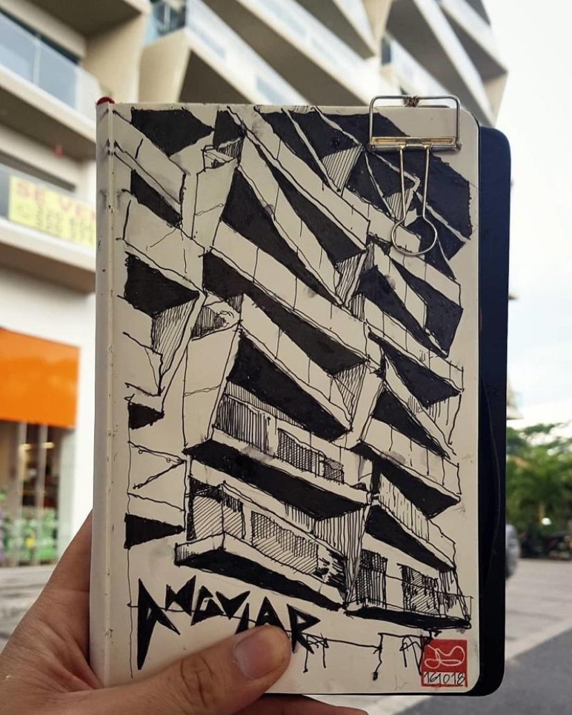 The reality is transferred to the paper: the incredible sketches of the architect from Colombia