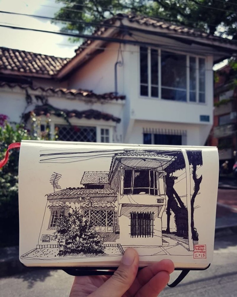 The reality is transferred to the paper: the incredible sketches of the architect from Colombia