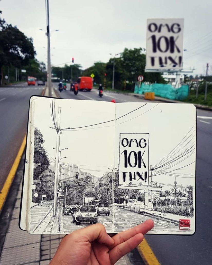 The reality is transferred to the paper: the incredible sketches of the architect from Colombia
