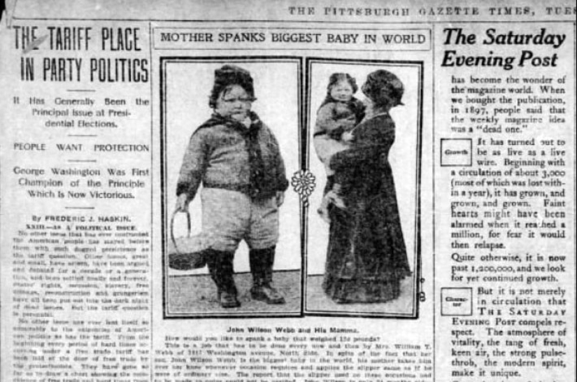 The story of John Wilson Webb - the largest child in the world