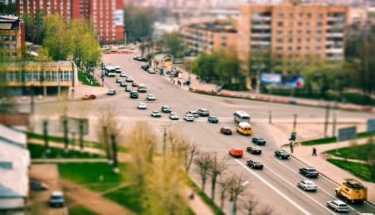Toy birthplace: urban landscapes of Russia in the lens tilt-shift