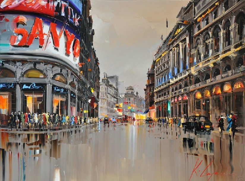 Un artista que pinta con sol y lluvia