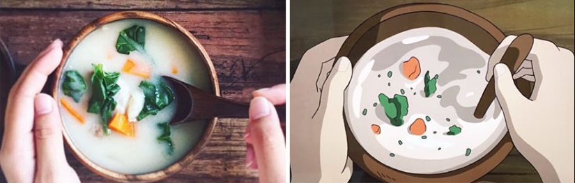 Una gran idea de cómo alimentar a un niño caprichoso: una mujer japonesa cocina platos de dibujos animados de Miyazaki Una gran idea de cómo alimentar a un niño caprichoso: una mujer japonesa cocina platos de dibujos animados de Miyazaki
