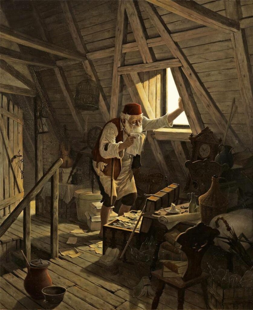 Viejos traviesos del género húngaro virtuoso de la pintura Vida Gabor