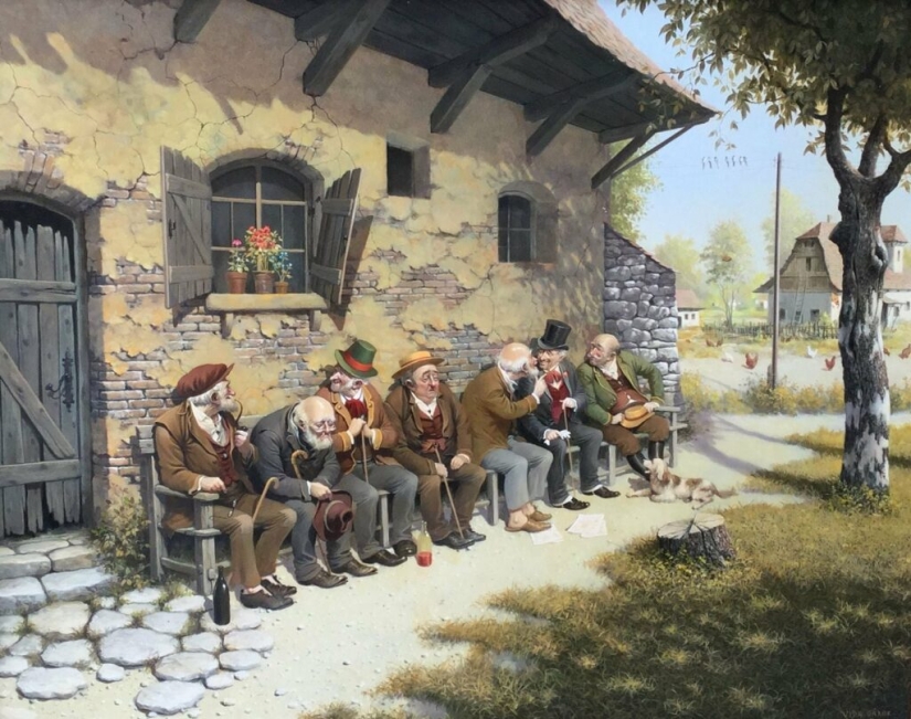 Viejos traviesos del género húngaro virtuoso de la pintura Vida Gabor