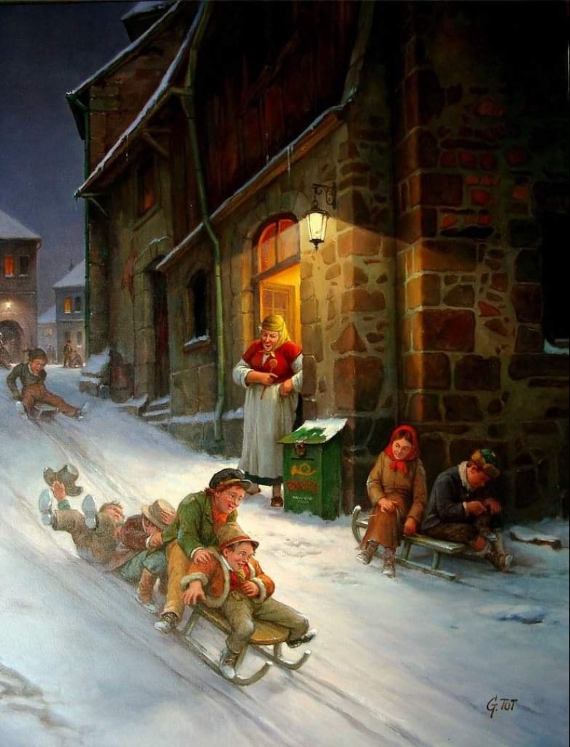 Viejos traviesos del género húngaro virtuoso de la pintura Vida Gabor