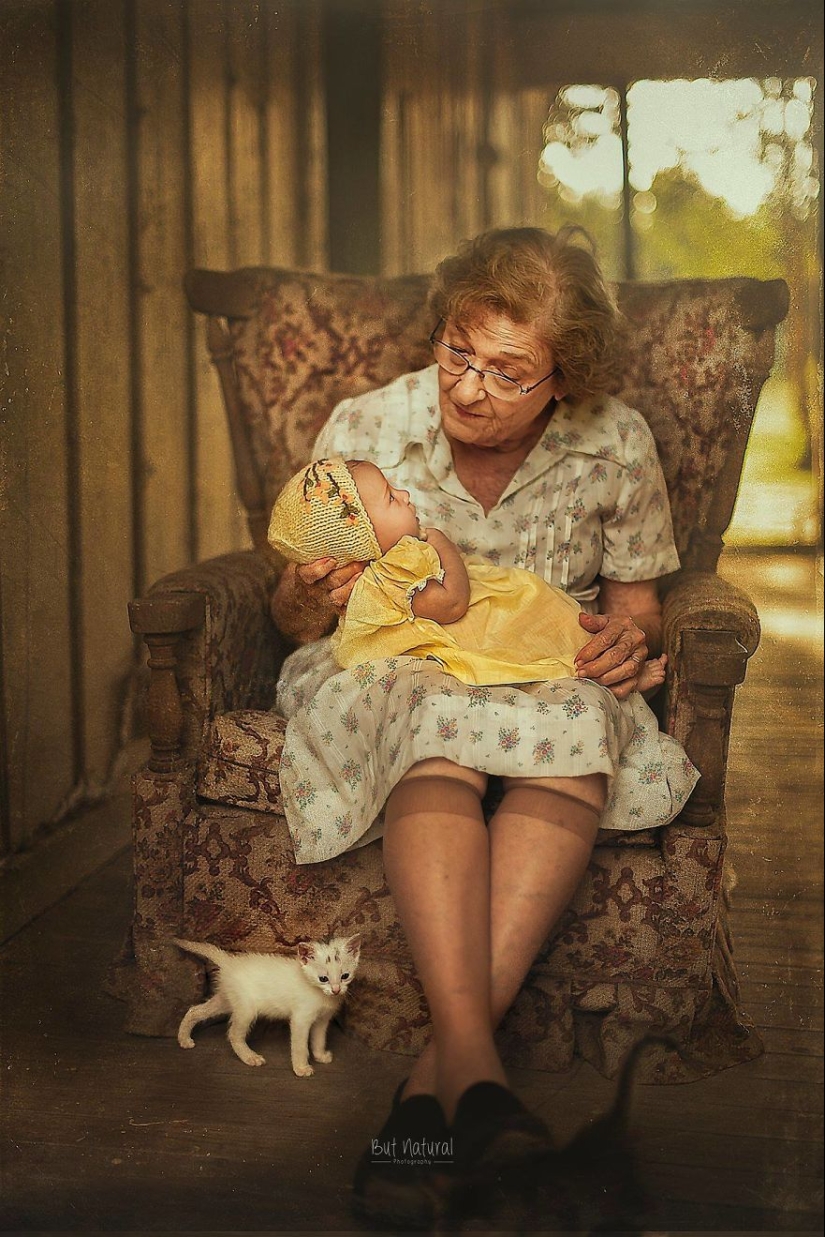 Viejos y jóvenes: un conmovedor proyecto fotográfico sobre la conexión de la generación mayor con los nietos