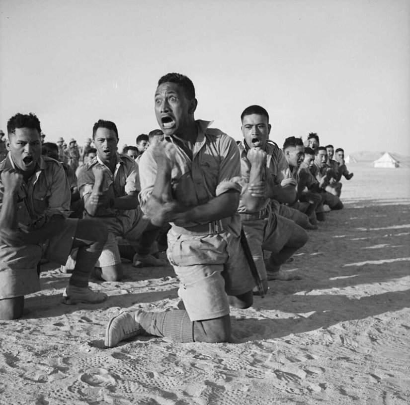 War dance of the NZ Maori battalion in the desert War dance of the NZ Maori battalion in the desert