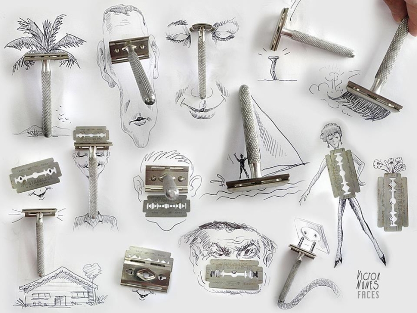 What do drawings of food and improvised items look like