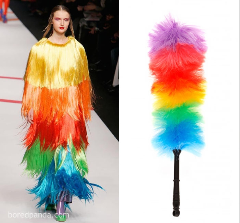 What inspires people to wild outfits and hairstyles — a cleaning brush, a string bag and a broken phone What inspires people to wild outfits and hairstyles — a cleaning brush, a string bag and a broken phone