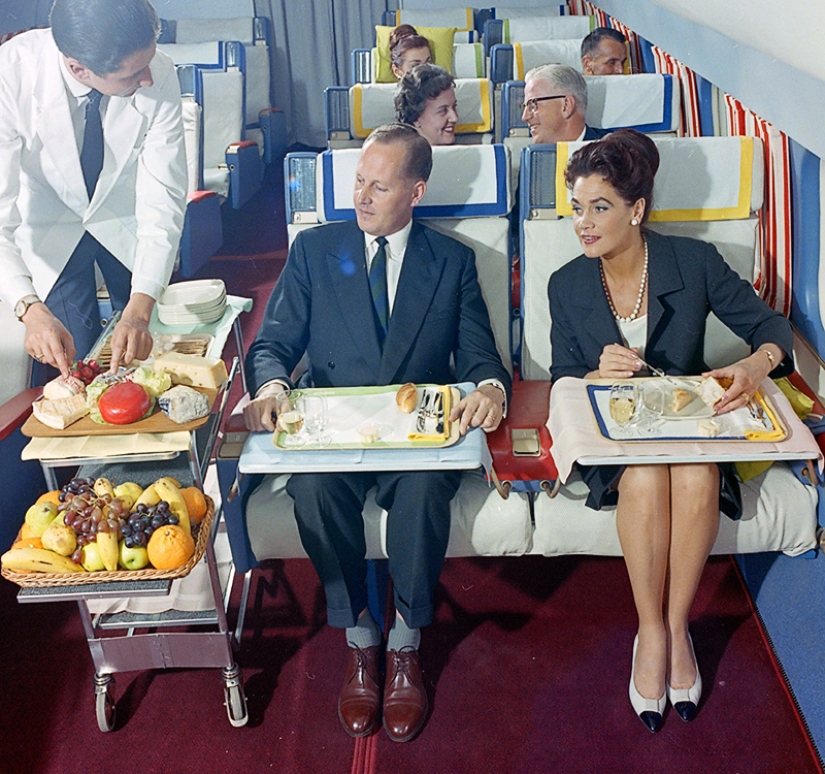 What the business class of a Swiss airline looked like in the 60s