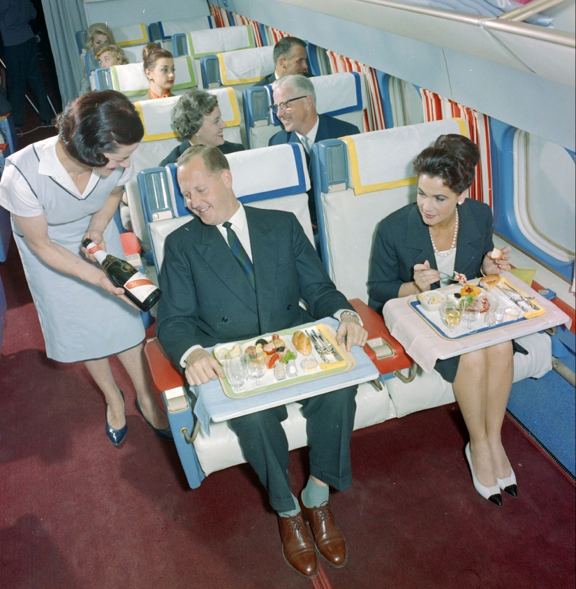 What the business class of a Swiss airline looked like in the 60s