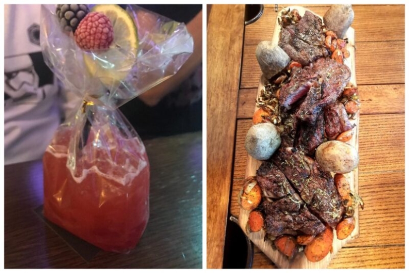 When the plate is too simple: 20 examples well, very strange flow of food and drinks