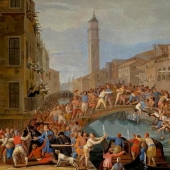 Why did the inhabitants of medieval Venice organize mass fights on bridges?