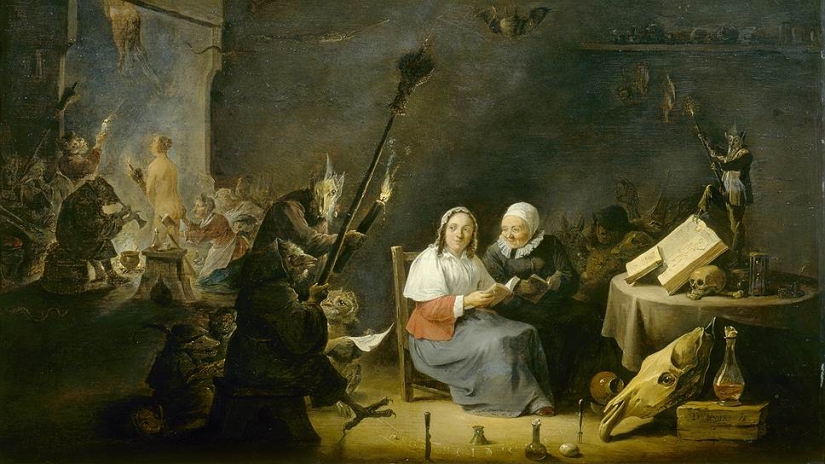 Why were witches depicted riding a broom?