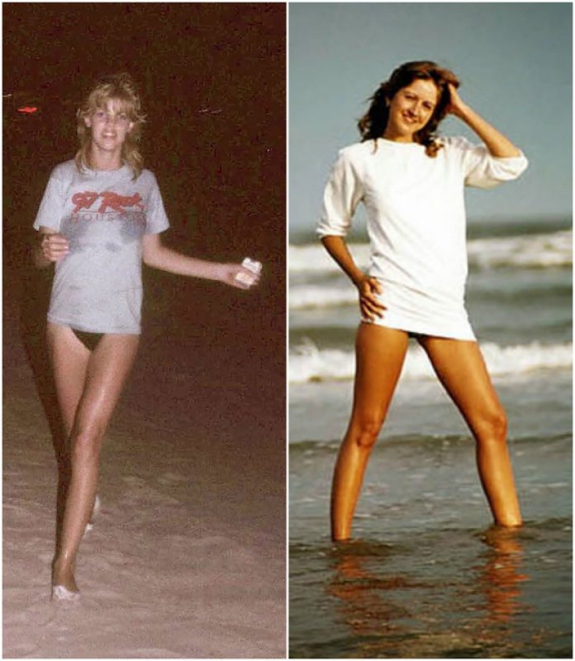 Young American women on the beaches of Texas in the 80s Young American women on the beaches of Texas in the 80s
