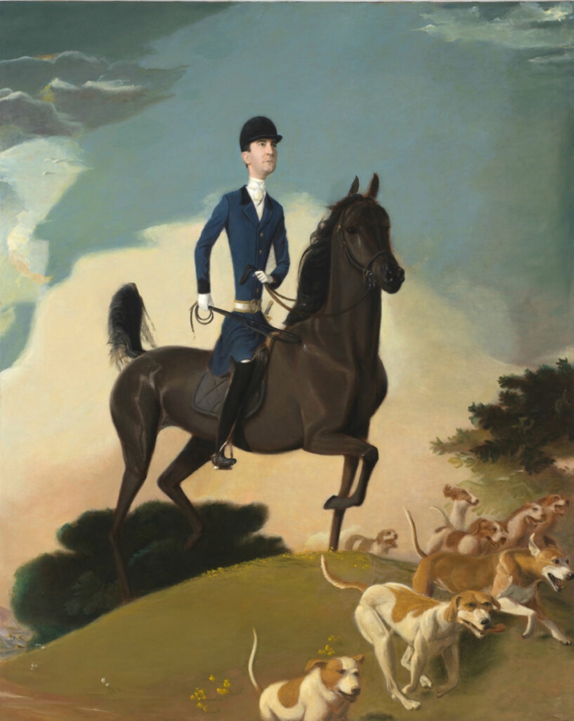 Ironic paintings by Jansson Stegner: massive beauties against thin guys